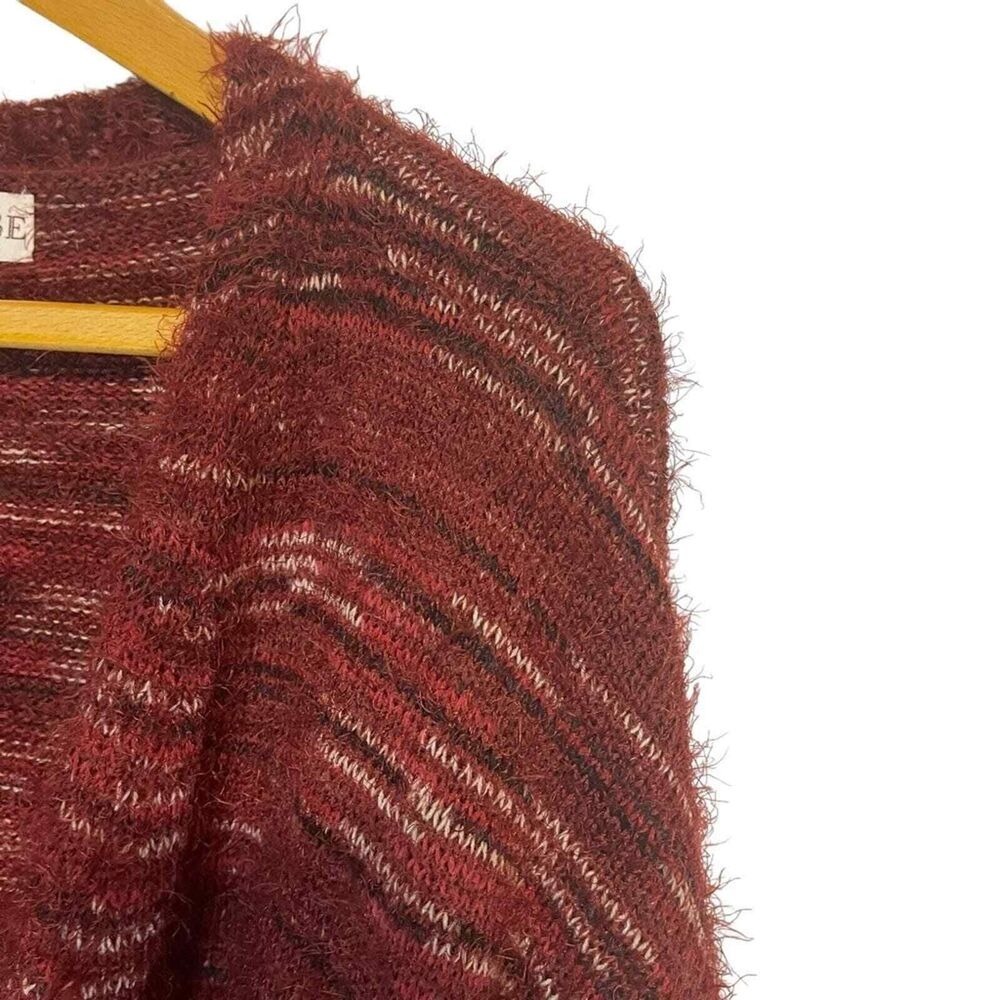 Knox Rose Burgundy‎ Space Dye Eyelash Knit Belted Cardigan Sweater Womens XL - Picture 7 of 11